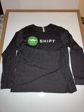 Bella Canvas Charcoal Long Sleeve Tee with Green Shipt Logo Size XL